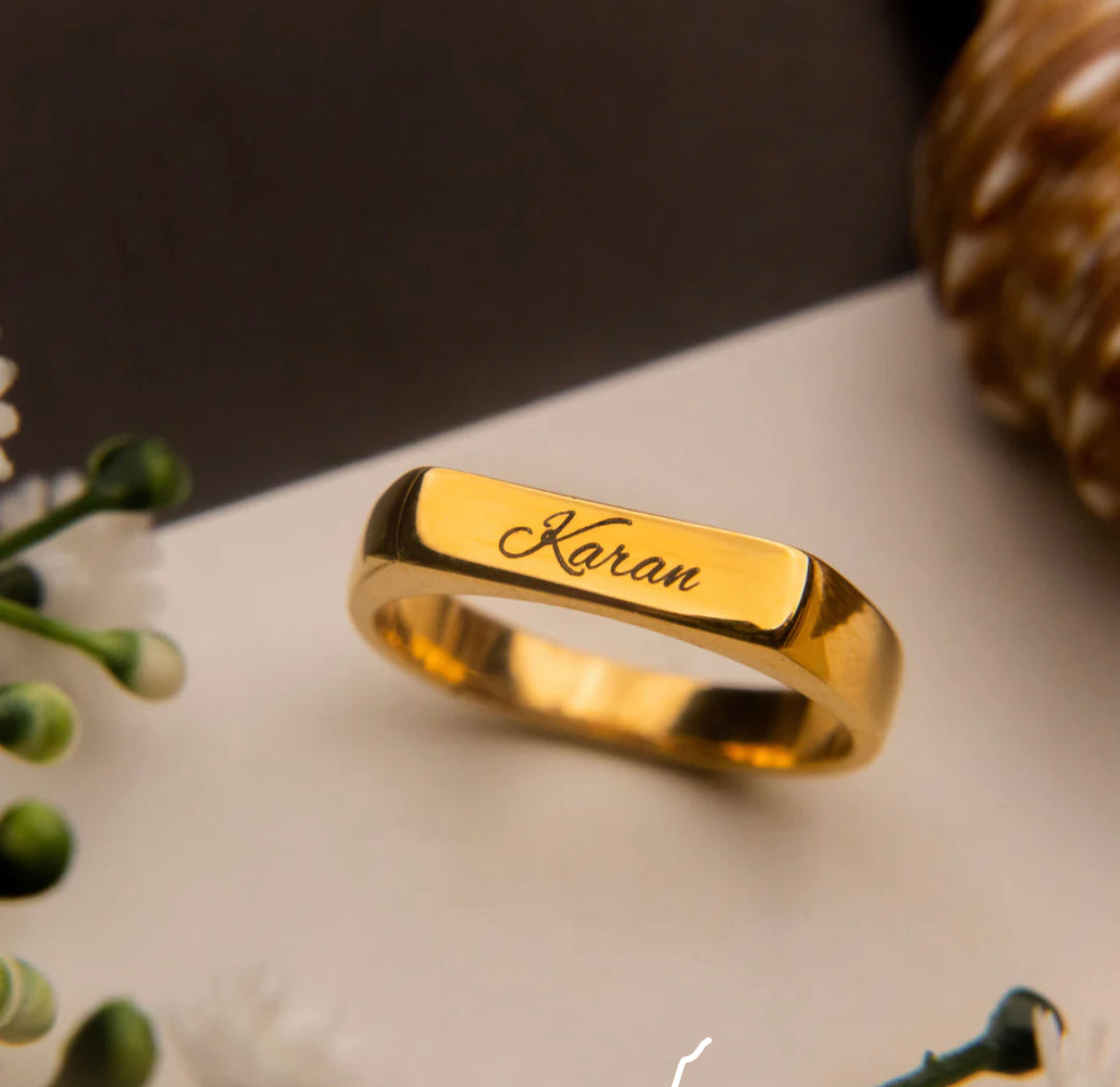 Golden Engraved Ring